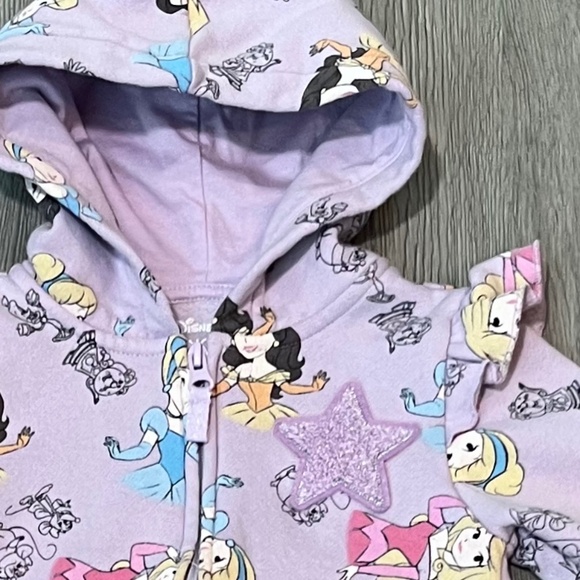Little Girl's Disney Princess & Solid Blue Full Zip Hooded Sweat Jackets Size 4T - Picture 6 of 13